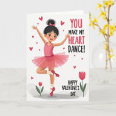 Ballerina Heart Dance Valentines Card カード (黄色い花)