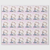 Ballerina in Blue on Pink Personalization誕生日 ラッピングペーパー (フラット)
