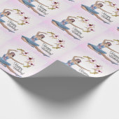 Ballerina in Blue on Pink Personalization誕生日 ラッピングペーパー (角)