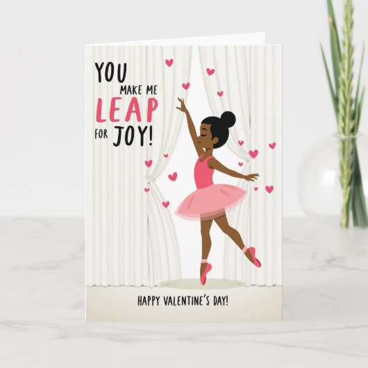 Ballerina Leap Of Joy Valentines Card カード (正面)