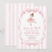 Ballerina Let's Dance & Twirl Pink Party Birthday 招待状 (正面/裏面)