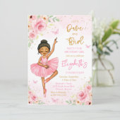 Ballerina Let's Dance & Twirl Pink Party Birthday  招待状 (スタンド正面)