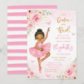 Ballerina Let's Dance & Twirl Pink Party Birthday  招待状 (正面/裏面)