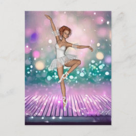 Ballerina on Purple Floor & Background ポストカード