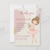 Ballerina Pink Ballet Dancer Girl Birthday サンキューカード (正面)