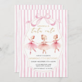  Ballerina Pink Bow Tutu Cute Birthday Invitation 招待状 (正面/裏面)