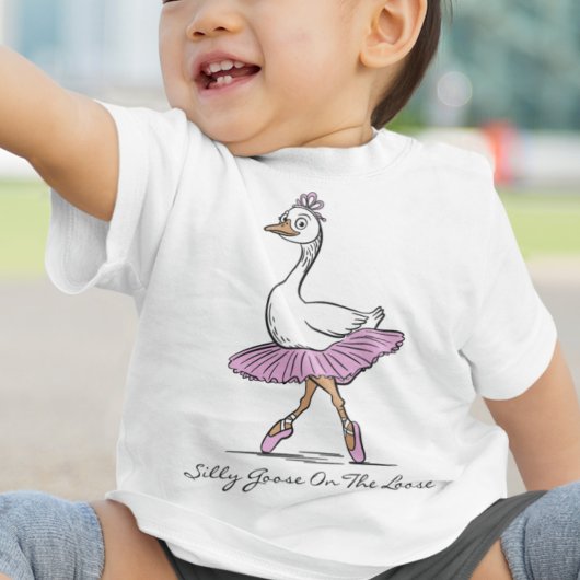 Ballerina Silly Goose On The Loose Custom Text ベビーTシャツ