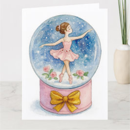 Ballerina Snow Globe Christmas Holiday Card カード
