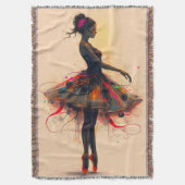 Ballerina Tanzt in Farbexplosion スローブランケット (正面縦)