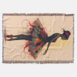 Ballerina Tanzt in Farbexplosion スローブランケット
