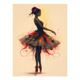 Ballerina Tanzt in Farbexplosion フォトプリント