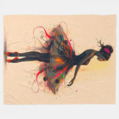 Ballerina Tanzt in Farbexplosion フリースブランケット (正面(横))