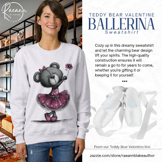 Ballerina Teddy Bear Valentine Sweatshirt スウェットシャツ
