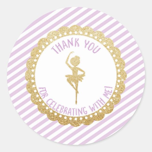 Ballerina Thank You Favy Stickers ラウンドシール (正面)