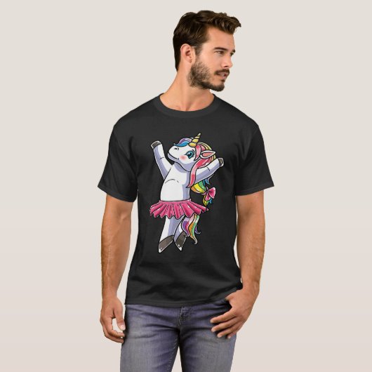 Ballerina Unicorn Ballet Dance Dancing Danseuse Tシャツ (正面フル)