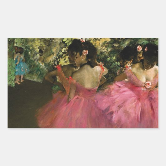 Ballerinas in Pink by Edgar Degas 長方形シール (正面)