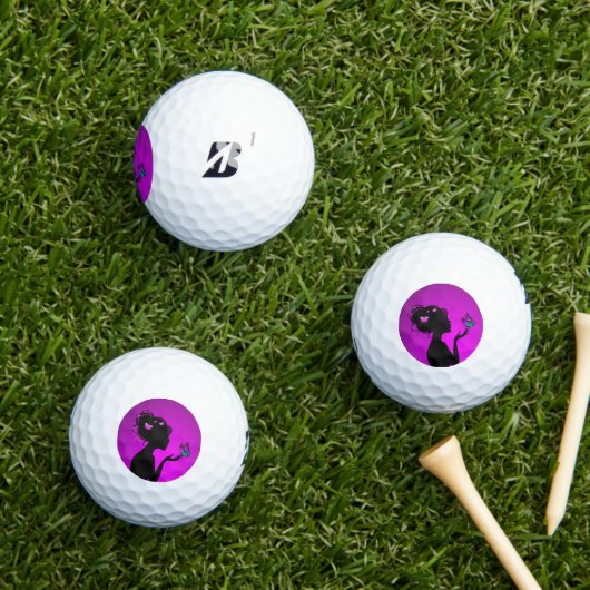 Balles De Golf La femme papillons violets ゴルフボール (インサイチュ 芝生)