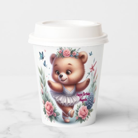 Ballet Bear Birthday Cups 紙コップ (正面)
