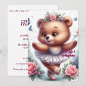 Ballet Bear Birthday Invitation 招待状 (正面/裏面)