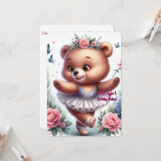 Ballet Bear Birthday Invitation 招待状