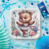 Ballet Bear Birthday Plates ペーパープレート (パーティー)