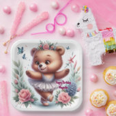 Ballet Bear Birthday Plates ペーパープレート (パーティー)