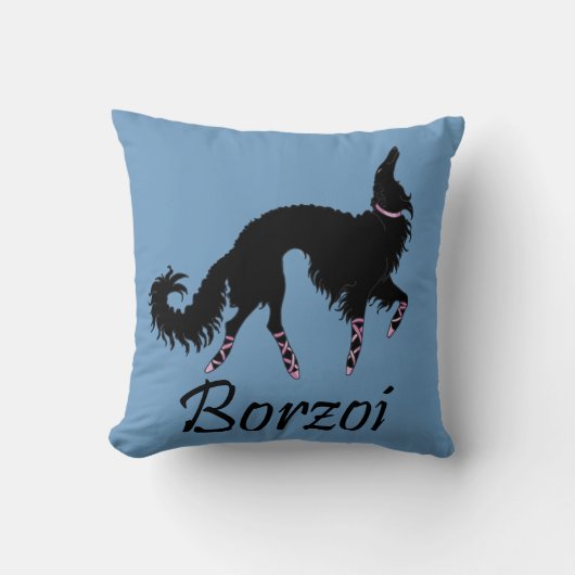 Ballet Borzoi Beauty In Black クッション (正面)