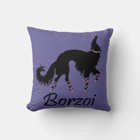 Ballet Borzoi Beauty In Black クッション (正面)