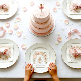 Ballet Bunny Watercolor Birthday Paper Napkins スタンダードカクテルナプキン