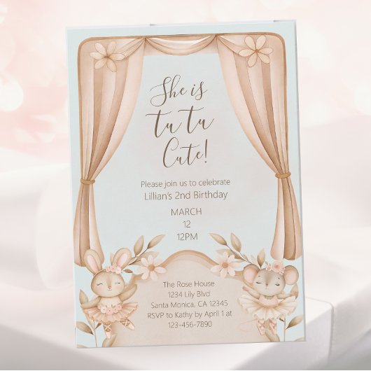 Ballet Dance Girls Second Birthday Invitation 招待状