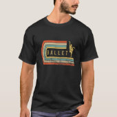 Ballet Dancer Silhouette Distressed Retro Ballet Tシャツ (正面)