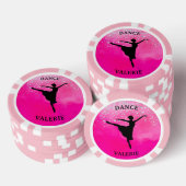 Ballet Dancer Silhouette Pink Watercolor Design ポーカーチップ (積み重ね)