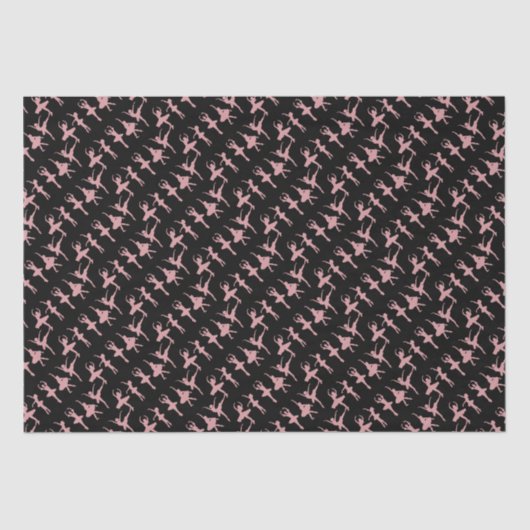 Ballet Dancers Ballerina Pattern Black 薄葉紙 (正面)