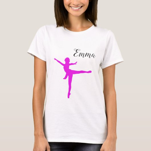 Ballet Pink Add Name Personalized Girl Tシャツ (正面)