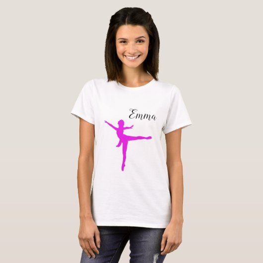 Ballet Pink Add Name Personalized Girl Tシャツ (正面フル)