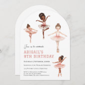 Ballet Pink Tutu Ballerina Girls - 8th birthday 招待状 (正面/裏面)