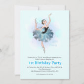 Ballet Princess 1st Birthday Pastel Illustration 招待状 (正面)