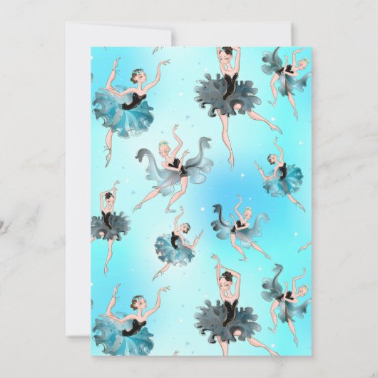 Ballet Princess 1st Birthday Pastel Illustration 招待状 (裏面)