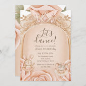 Ballet Princess Girls Fourth Birthday  招待状 (正面/裏面)