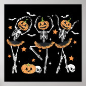 Ballet Pumpkin Skeleton Scary Halloween ポスター (正面)