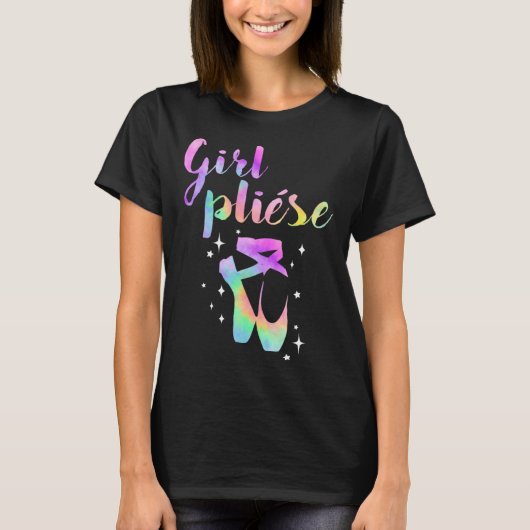 Ballet Saying Quote Girl Pliese Pastel Rainbow Tie Tシャツ (正面)