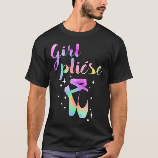 Ballet Saying Quote Girl Pliese Pastel Rainbow Tie Tシャツ (正面)