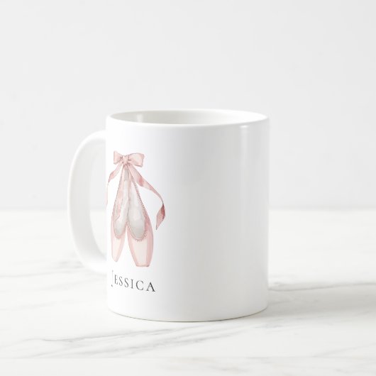 Ballet Shoes Personalized コーヒーマグカップ (正面左)