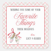 Ballet Slippers Favorite Things Christmas スクエアシール (正面)