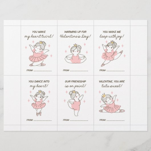 Ballet Valentine Cards for Kids レターヘッド (正面)