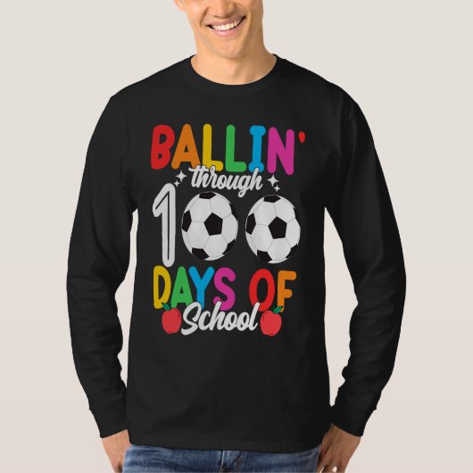 Ballin' Through 100 Days Of School  Soccer Boys Ki Tシャツ (正面)