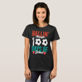 Ballin' Through 100 Days Of School  Soccer Boys Ki Tシャツ (正面フル)