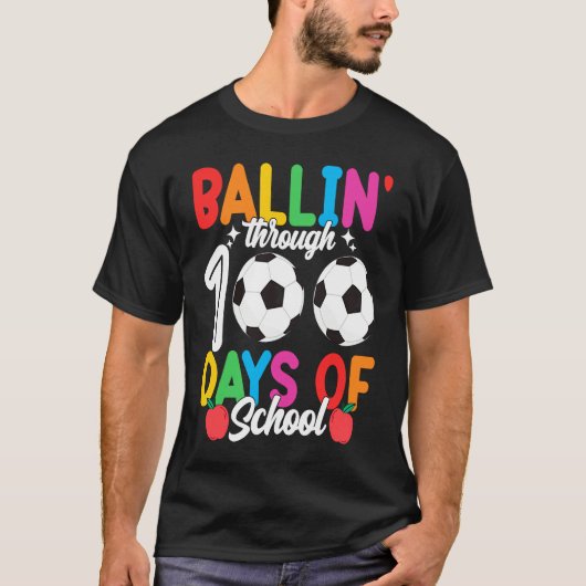 Ballin' Through 100 Days Of School  Soccer Boys Ki Tシャツ (正面)