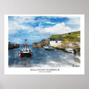Ballintoy港、北アイルランド ポスター