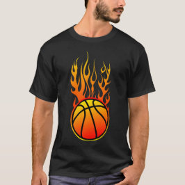 ballon basketball flamme feu flame logo 3110_A Tシャツ